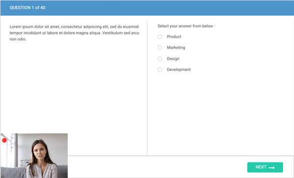 MCQ assessment screen