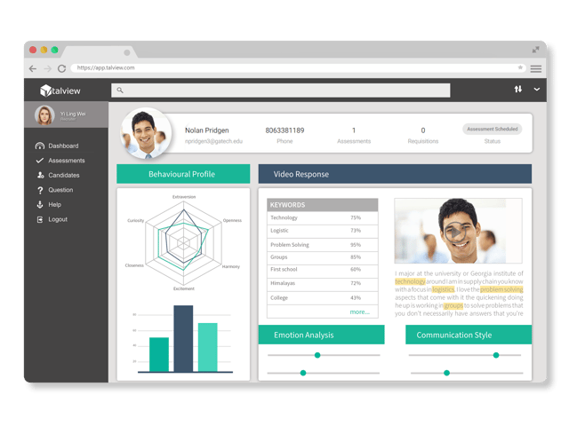 Behavioural competency and candidate analysis report on talent insight