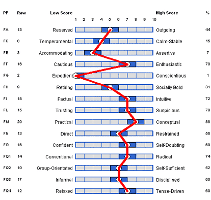 Example of a personality test report